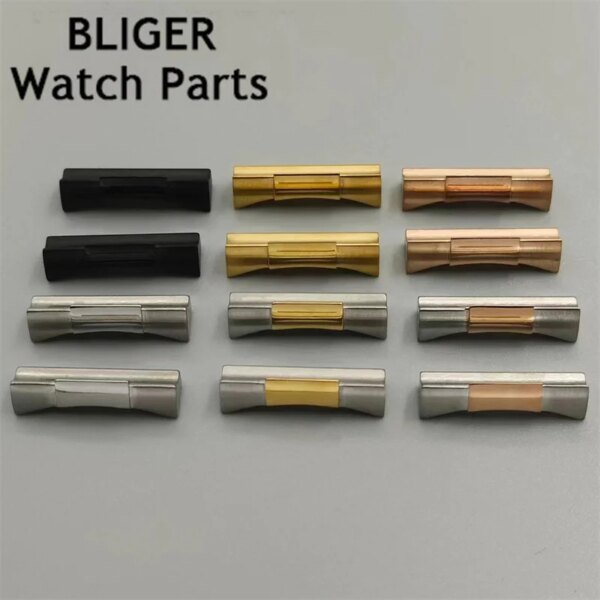 BLIGER 20mm Stainless Curved End Link Endlink Just For Rolex Watchband Submariner Watch Rubber Leather Strap Seamless Connection