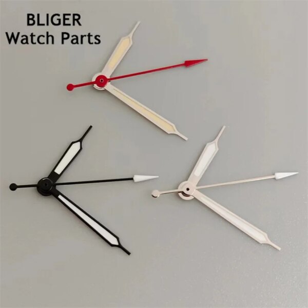 BLIGER NH35 Watch Hands Black White Silver White Silver Yellow Watch Needles Super C3 Green Luminous Pointer Fits Pilot Watch