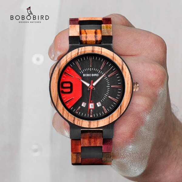 BOBO BIRD Colorful Wooden Men's Watches Personality Quartz Watch for Men Women Gift Box Wristwatch Customized Dropshipping