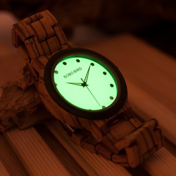 BOBO BIRD Men Watches Luminous Dial Digital Movement Wooden Strap Male Wristwatch relogio masculino Drop Shipping B-P04