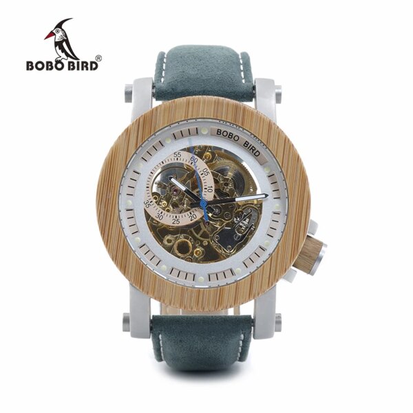 BOBO BIRD Men's Mechanical Watch Wooden Man Watches  Mechanical WristwatcH For Men Luxury Leather Strap Relogio Masculino Custom