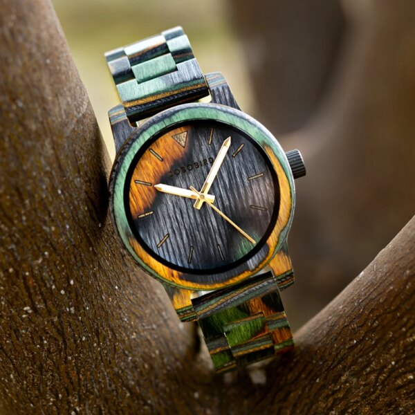 BOBO BIRD Men's Watches Colorful Wood Analog Quartz Watch Great Gift for Ladies With Gift Box