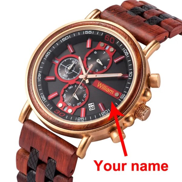 BOBO BIRD Personalized Wood Watch Men Luxury Chronograph Customize Watches Anniversary Christmas Gift for Him Dropshipping OEM