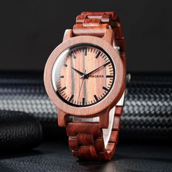 BOBO BIRD Red Sandalwood Men's Watch Relogio Masculino Japanese Quartz Movement With Wooden Box Welcome Wholesale Dropshipping