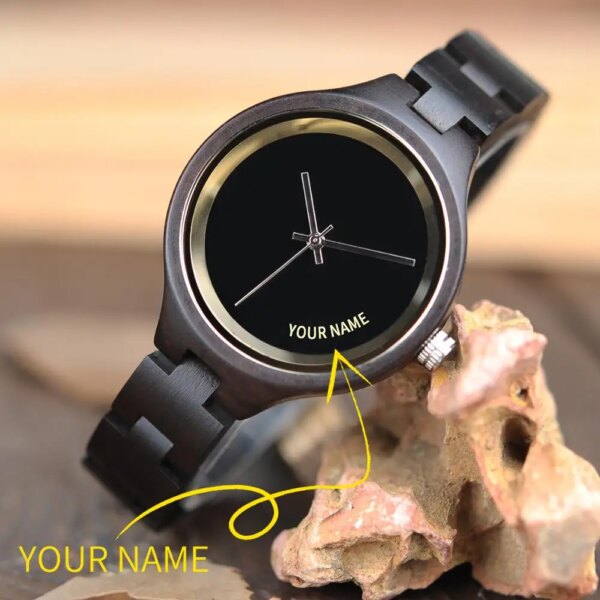 BOBO BIRD Woman Watch Customized Name On Dial Wooden Simple Design Personalized Wristwatch Dropshipping In Gift Box reloj mujer