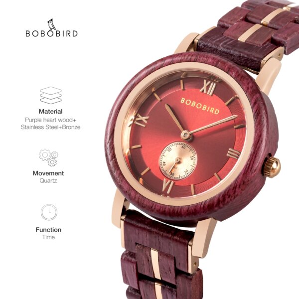 BOBO BIRD Women Watch Casual Fashion Quartz Watch Japanese Movement Round Dial Wooden Ladies Wristwatches Dress Clock Gift