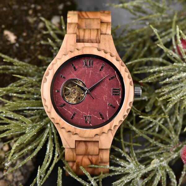 BOBO BIRD Wood Watch Luxury Men Mechanical Wristwatch Relogio Masculino Customize Skeleton Mens Automatic Watches Dropshipping