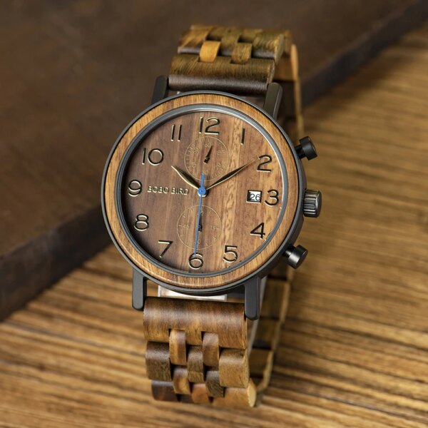 BOBO BIRD Wood Watch for Men Quartz Watches Male Auto Date Quartzs Wristwatch Wooden Male Wrist Watch Relogio Masculino Custom