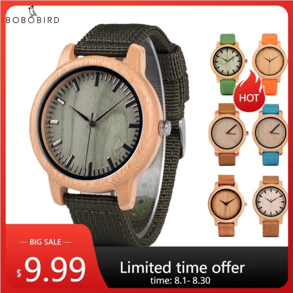 BOBO BIRD Wood Watch for Men and Women Unisex Lightweight Handcrafted Wooden Watches Limited Time Offer Customized