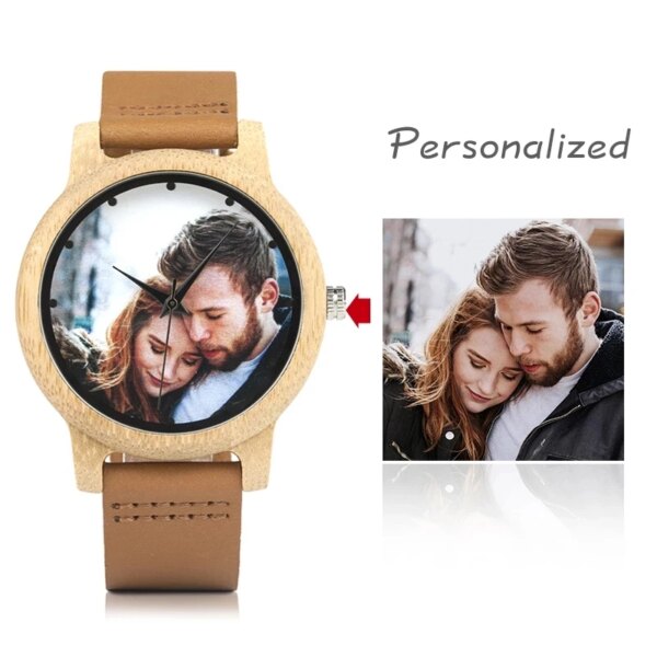 BOBO BIRD Wooden Men Watch Personal Photo Printing Relogio Masculino Customized Logo Wood Watch with Gift Box Drop Shipping