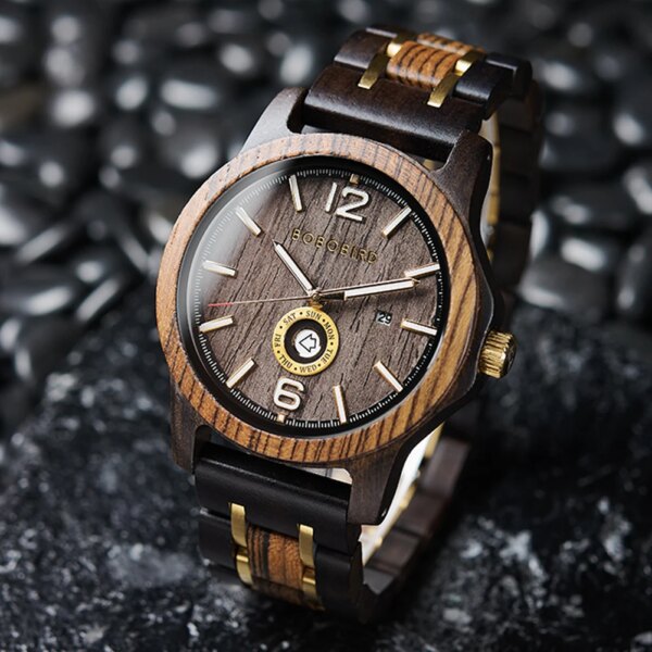 BOBOBIRD Luxury Wood Stainless Steel Men Watch Stylish Wooden Timepieces Chronograph Quartz Watches relogio masculino Gift Man