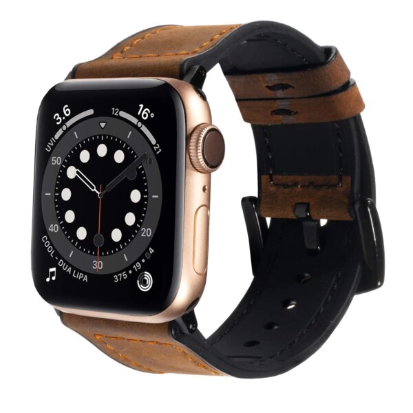 BUBMES Apple Watch Band Genuine Leather Silicone For 49mm 45mm 41mm 44mm 42 38 40mm iWatch Strap Bracelet 3 4 5 SE 6 7 8 9 Ultra