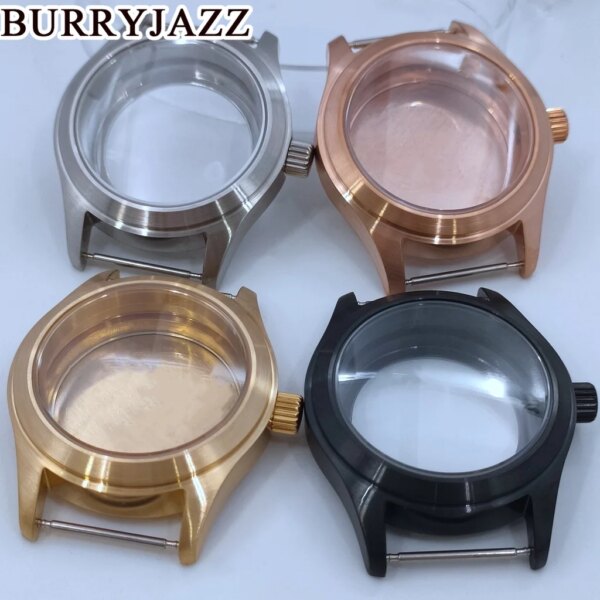 BURRYJAZZ 36mm/39mm Silver Black Gold Rose Gold Sapphire Glass Watch Case Fit NH35 NH36 NH34 ETA2824 PT5000 Movement