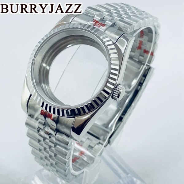 BURRYJAZZ 36mm40mm Silver Stainless Steel Watch Case Waterproof Sapphire Crysta Fit NH34 NH35 NH36 NH38 NH39 NH70 NH72 Movement