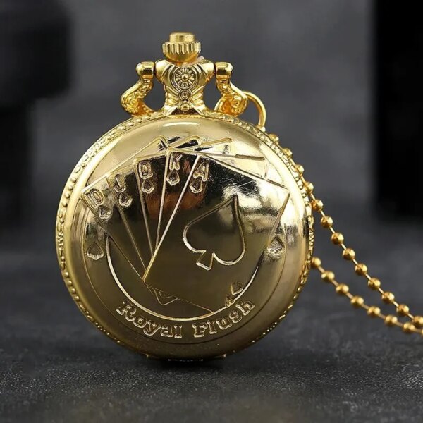 Best Gifts Quartz Pocket Watch Design Playing Card Necklace Pendant Pocket Watch Clock for Mens Womens