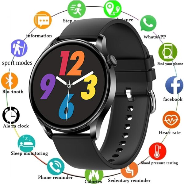 Bluetooth Call Smart Watch Women Full Touch Round Sport Waterproof Blood Pressure Fitness Tracker Men Smartwatch For Android IOS