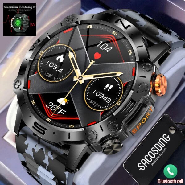 Bluetooth Call Sports Smart Watch 466*466 AMOLED 1.43 Inch Screen Heart Rate Blood Pressure   Smartwatch IP67 Waterproof Watches