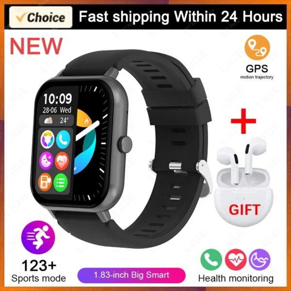 Bluetooth Headset Smartwatch For Huawei Xiaomi Bracelet Bluetooth Call 100+ Sport Models Waterproof Smart Watch Men Women+Gift