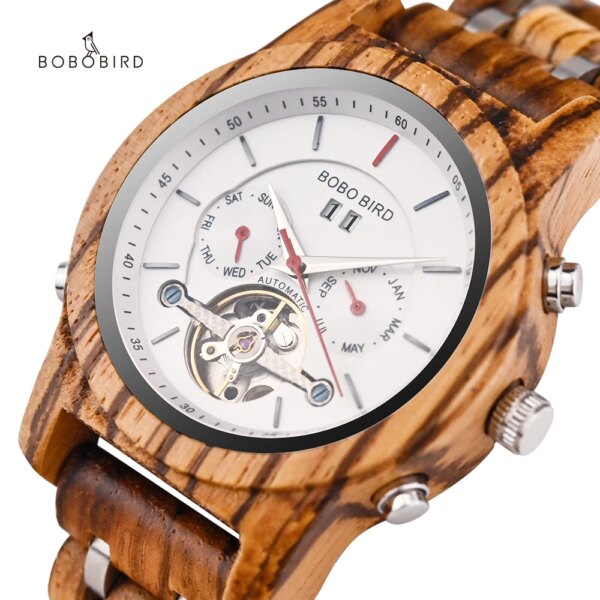 Bobo Bird Fashion Women's Watches Mechanical Watch Handmade Wooden Metal Men's Watches Luxury Female Wristwatches Customized