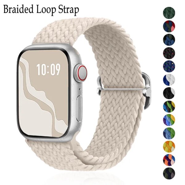 Braided Loop Strap For Apple watch Ultra Band 49mm 44mm 45mm 42mm 41mm Nylon Elastic belt Bracelet iWatch series 8 7 6 5 4 se 3