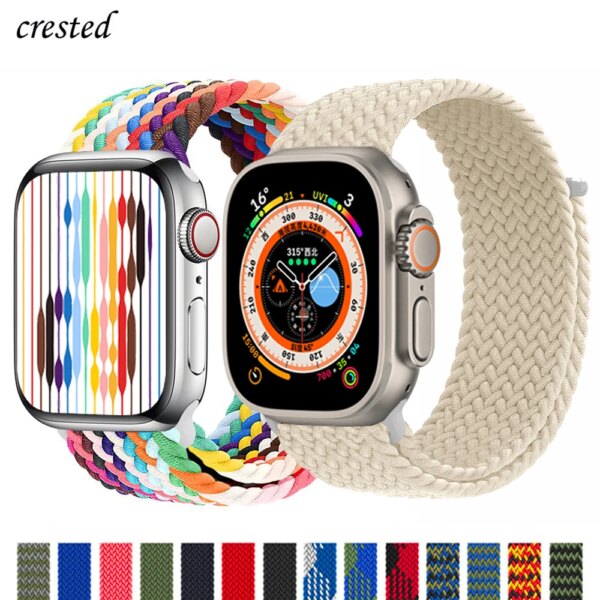 Braided Solo Loop For Apple watch Bands 40mm 44mm 49mm 45mm 41mm 38mm 42mm Elastic bracelet iWatch series 9 8 7 se Ultra 2 Strap