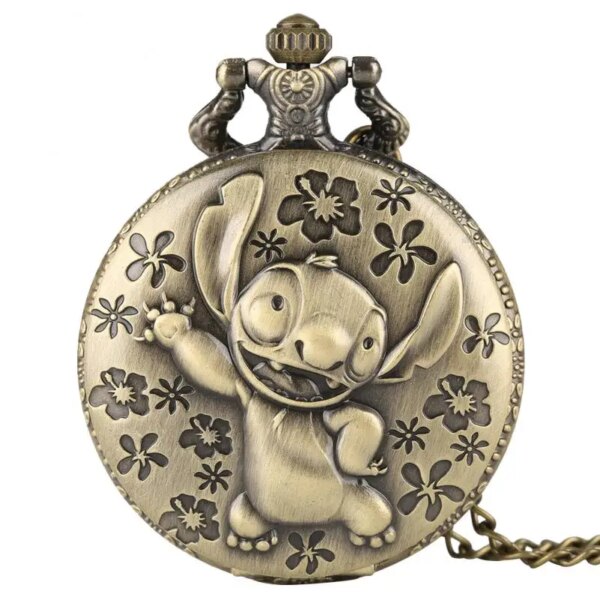 Bronze Anime Clock Antique Cute Cartoon Quartz Pocket Watch Pendant Necklace Chain Pocket FOB Cosplay Gifts for Boys Girls Kids