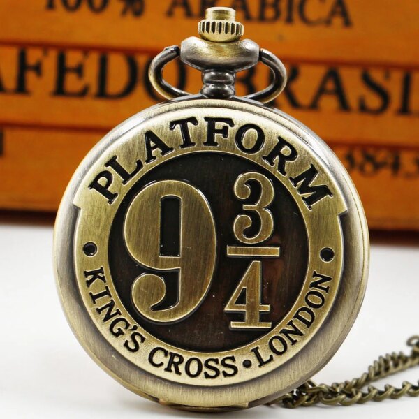 Bronze Fashion Quartz Pocket Watch Vintage Personality Logo Pendant Necklace Children's Men Women 80cm Chain Watches