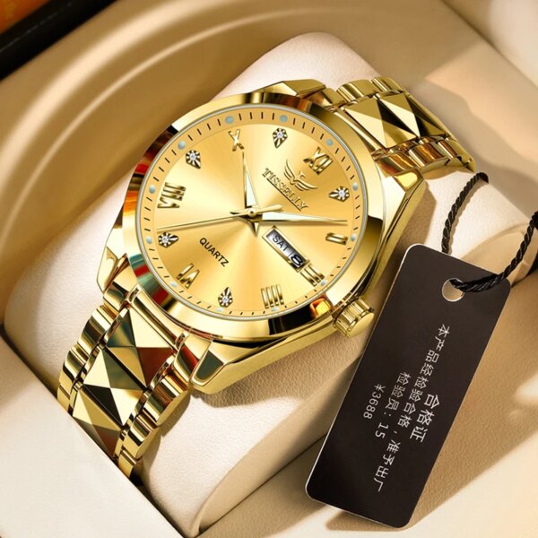 Business Luxury Gold Best Quality Stainless Steel Mens Watch Waterproof 3ATM Date Sport relojes para hombres