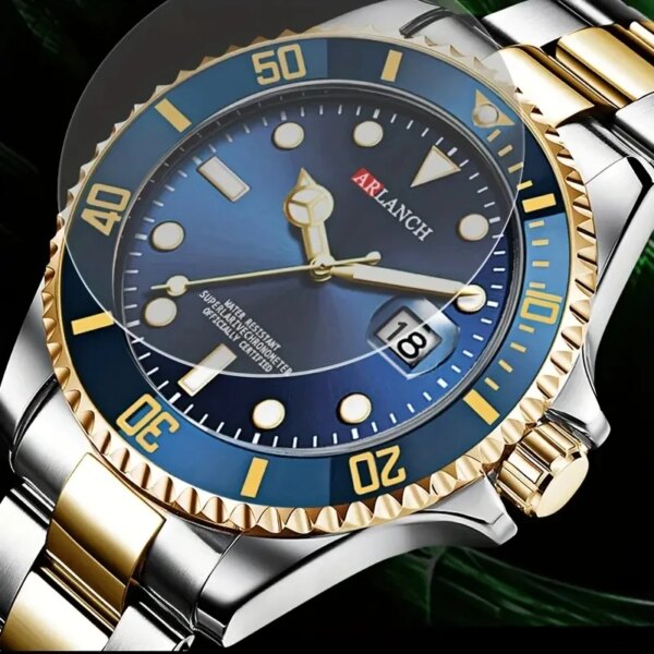 Business Men's Watch 2023 Fashion Trend Stainless Steel Green Ghost Diver Series Blue Gradual Gold Classic Men's Quartz Watches