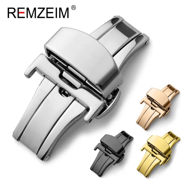 Butterfly Deployment Buckle Automatic Double Click Stainless Steel Strap Button For Watch Band 16mm 18mm 20mm 22mm Gift Tool