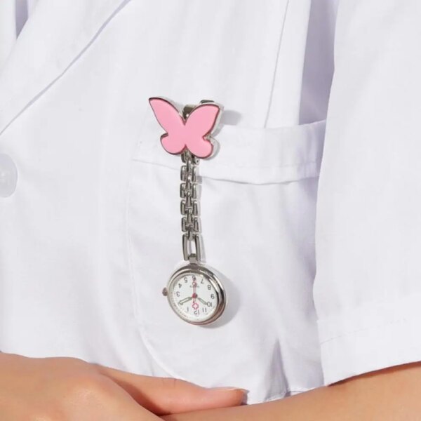 Butterfly Nurse Watch Fashion Clip-on Pendant Hanging Clock Watches Quartz Watch Nurse Accessories Pocket Watches