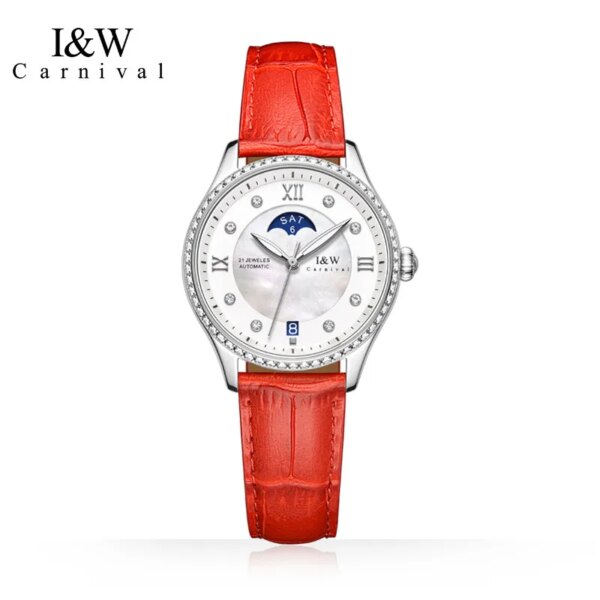 CARNIVAL Brand Luxury Women Mechanical Watches Ladies Fashion Waterproof Crystal Sapphire Automatic Wristwatch Relogio Feminino