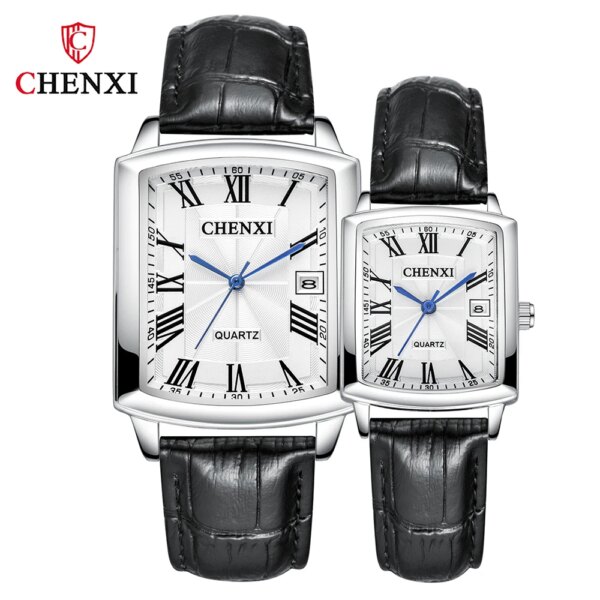 CHENXI Lover's Watches Luxury Leather Strap Square Watch Men Women Fashion Simple Quartz Wristwatch Couple Watch Free Shipping