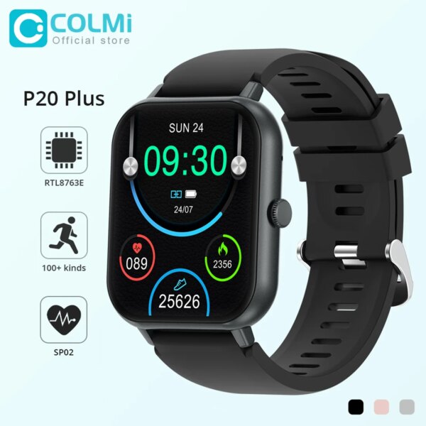 COLMI P20 Plus 2023 Smartwatch 1.83 inch Bluetooth Calling 100+ Sport Models Heart Rate Sleep Monitor Smart Watch For Men Women