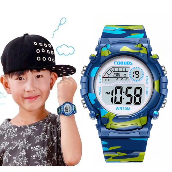 COOBOS Children Watch Navy Blue Camouflage Kids Watch Sport LED Digital Watch Waterproof Luminous Watches For Student Boys Girls