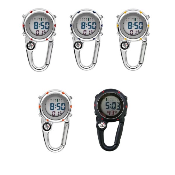 Carabiner Clip Watches Clock Electronic Luminous Multi-function Fob Nurse Watch Men Compasses Display Clocks Gift