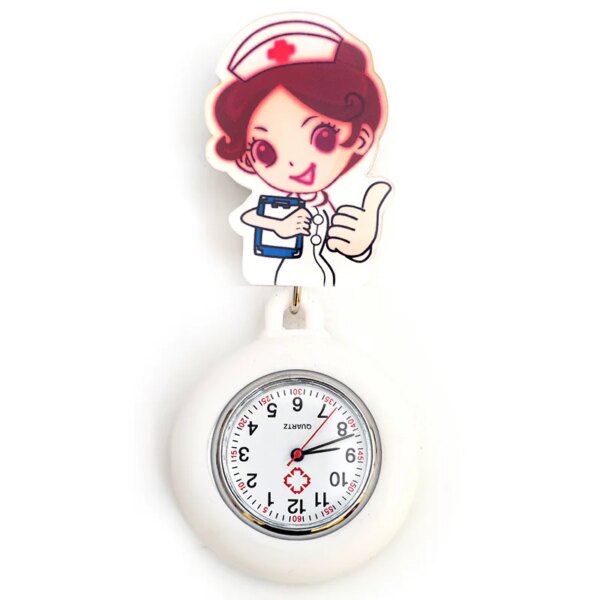 Cartoon Lovely 3D Nurse Doctor Pocket Watches Fashion Pediatrics Women Ladies Mens Clip Brooch Retractable Pocket Watches Clock