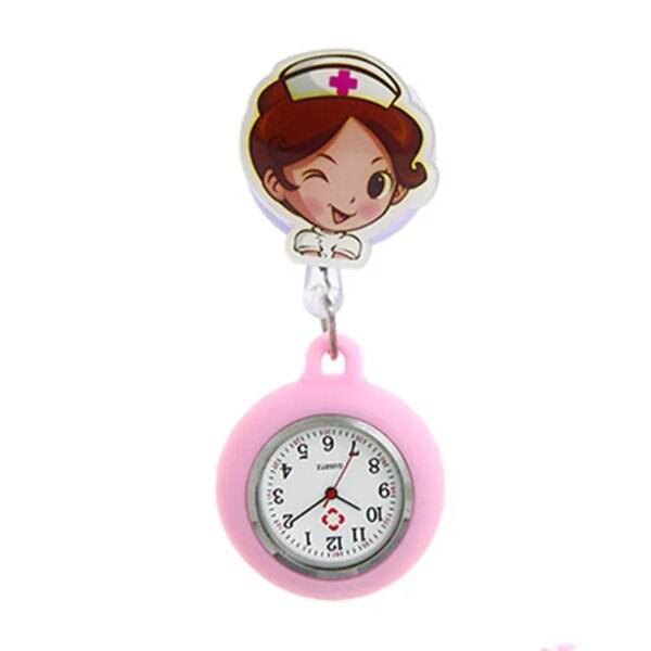 Cartoon Lovely Cute Medical Box Nurse Doctor Women Ladies Silicone Pocket Watches Hospital Stretchable Badge Gift Pocket Watch