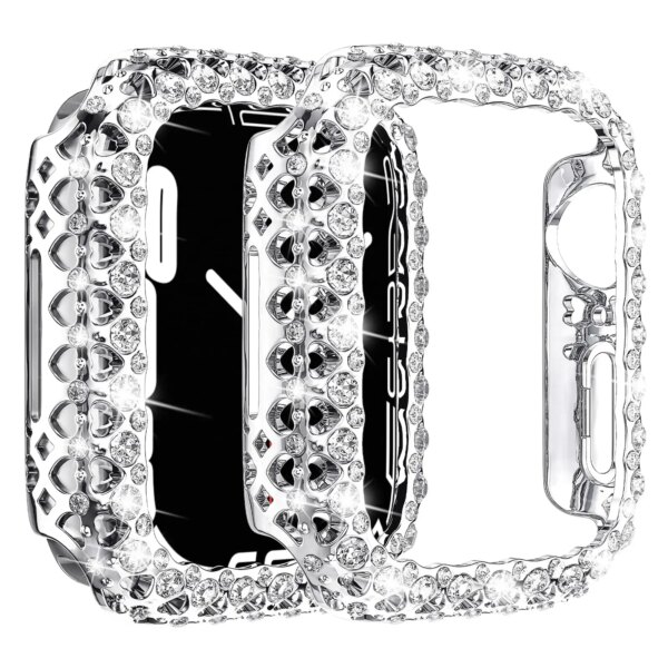 Case for Apple Watch 41mm 45mm Diamond PC Protective Hard PC Frame for IWatch Series 9 8 7 41mm 45mm Bling Crystal Bumper Cover