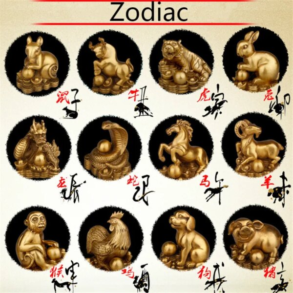 Chinese Seiko Pure Copper Zodiac Rat, Cow, Rabbit, Dragon, Snake, Horse, Monkey, Chicken, Dog, Pig Decoration  Home Decoration