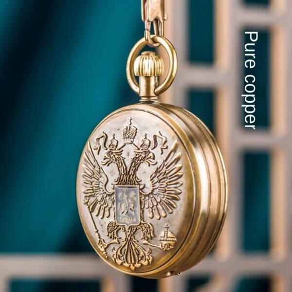 Chinese Style Retro Mechanical Pocket Watch, Manual Wind, Unisex Pure Copper Flip Cover with Digital Display