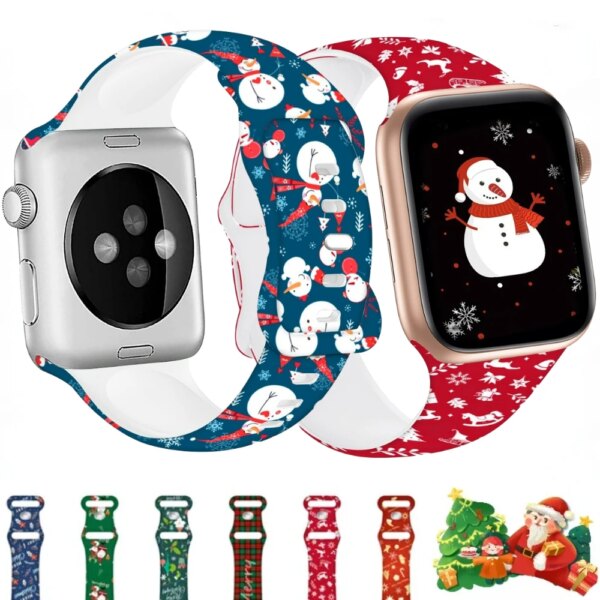 Christmas Strap for Apple Watch Series Ultra 9 8 7 6 5 4 3 SE Silicone Watchband for iWatch Series 49mm 45mm 41mm 44mm 42mm Band