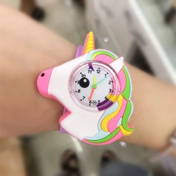 Colourful Rainbow Unicorn Horse Kids Children Boys Girls Students Silicone Slap Birthday Party Gift Baby Lovely Cartoon Watches