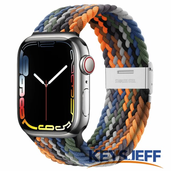 Compatible with Apple Watch Series 7 Strap 45mm 41mm Braided Nylon Replacement Watch Band for IWatch Straps Series SE/6/5/4