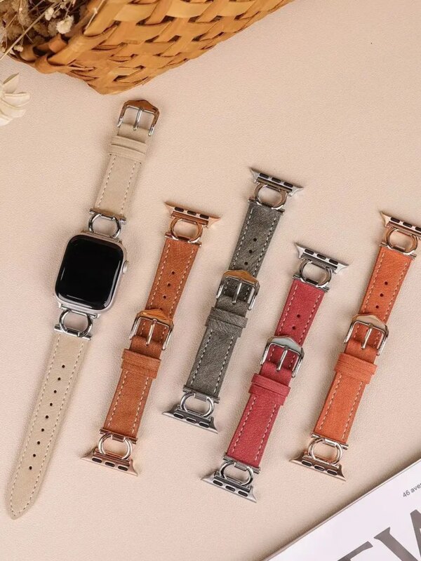 Correa 45mm 41mm For iWatch Series 9 7 6 SE 5 4 3 Metal Leather Band For Apple Watch S8 S9 Ultra 2 1 49mm Sports Strap 44mm 40mm