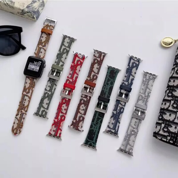 Correa 45mm 41mm For iWatch Series 9 7 6 SE 5 4 Denim Leather Band For Apple Watch S9 Ultra 2 49mm Sports Fabric Strap 44mm 40mm