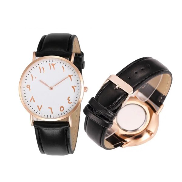 Couple Watches Fashion Arabic Analog Round Dial Men Women Quartz Faux Leather Band Wrist Watch lover watch