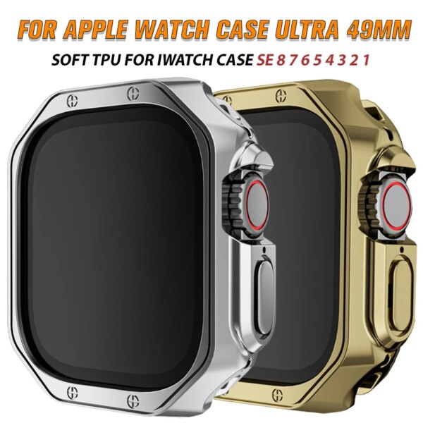 Cover For Apple Watch Ultra 2 49mm Soft TPU Protector Bumper Case iWatch Series 9 8 7 SE 6 41mm 45mm 44mm Watchcase Accessories