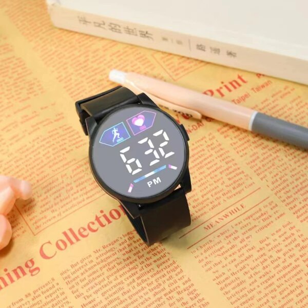 Creative Fashion New LED Electronic Watch Mirror Digital Display Couple Student Rainbow Love Watch