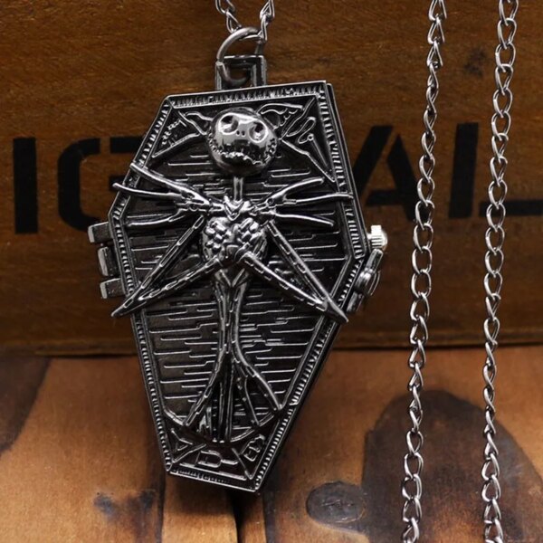 Creative Skeleton Pocket Watch Fashion Men Quartz Necklace Watches Vintage Chain Clock Gift Irregular Shape Relojes